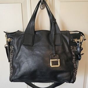 INNUE  Black Leather and Hair on Hide Satchel/Shoulder Bag 🧡 Made in Italy 🇮🇹